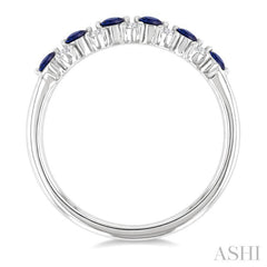 2.3 MM Sapphire and 1/5 Ctw Round Cut Diamond Precious Band in 14K White Gold