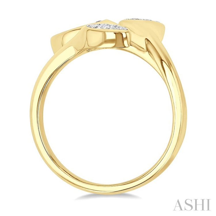 3/8 Ctw Lovebright Bypass Mixed Shape Mount Round Cut Diamond Fashion Ring in 10K Yellow and White Gold