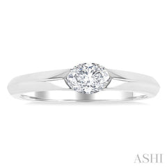 1/3 Ctw East-West Set Oval Cut Diamond Fashion Ring in 14K White Gold