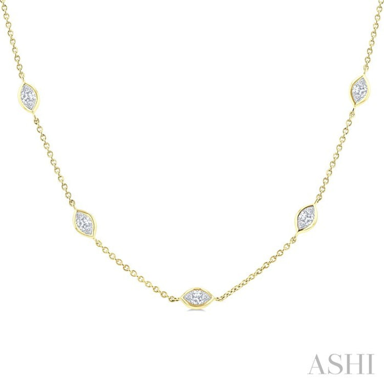 2 Ctw Marquise Cut Diamond Fashion Necklace in 14K Yellow Gold