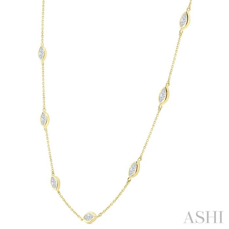2 Ctw Marquise Cut Diamond Fashion Necklace in 14K Yellow Gold
