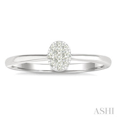 1/10 Ctw Lovebright Petite Oval Shape Round Cut Diamond Fashion Ring in 10K Yellow and White Gold