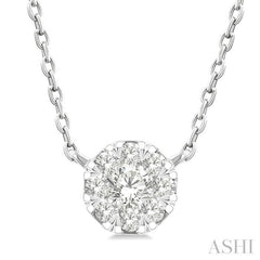 1/10 Ctw Lovebright Petite Round Shape Round Cut Diamond Fashion Pendant With Chain in 10K Yellow and White Gold