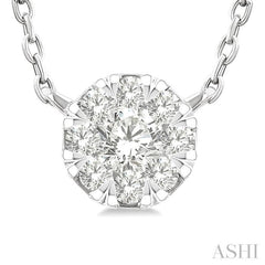 1/10 Ctw Lovebright Petite Round Shape Round Cut Diamond Fashion Pendant With Chain in 10K Yellow and White Gold