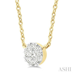 1/10 Ctw Lovebright Petite Round Shape Round Cut Diamond Fashion Pendant With Chain in 10K Yellow Gold