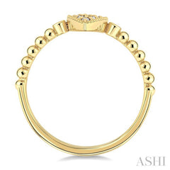 1/8 Ctw Petite Bead Shank Pear Shape Center Round Cut Bead Bijoux Diamond Fashion Ring in 10K Yellow Gold