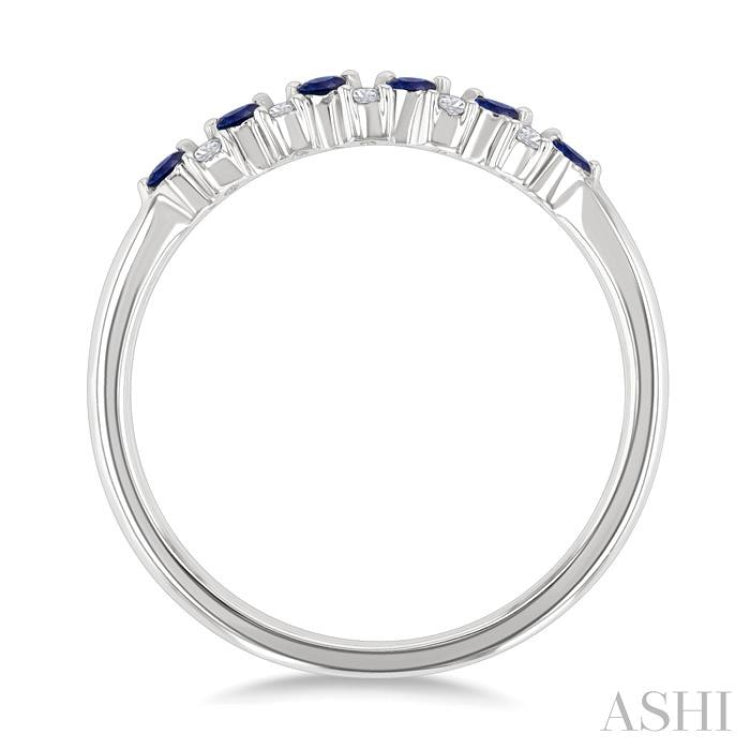 1.9 MM Sapphire and 1/10 Ctw Round Cut Diamond Precious Band in 14K White Gold
