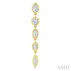 1 Ctw Bezel Set Mixed Diamond Cut Fashion Earrings in 14K Yellow Gold