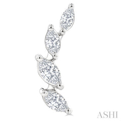 1/2 Ctw Marquise Cut Diamond Leaf Vine Fashion Stud Earrings in 14K White Gold