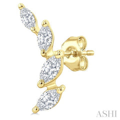 1/2 Ctw Marquise Cut Diamond Leaf Vine Fashion Stud Earrings in 14K Yellow Gold
