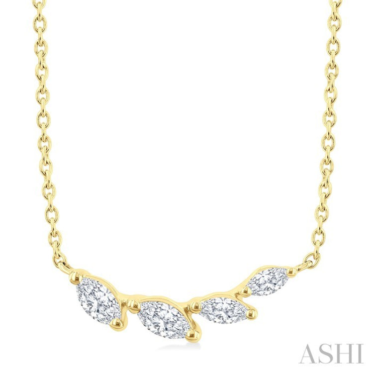 1/4 Ctw Graduated Marquise Cut Diamond Fashion Necklace in 14K Yellow Gold