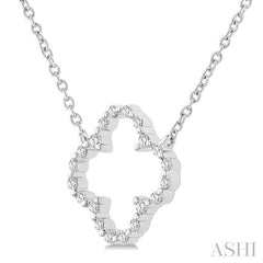 1/8 Ctw Petite Open Window Clover Round Cut Diamond Pendant With Chain in Sterling Silver