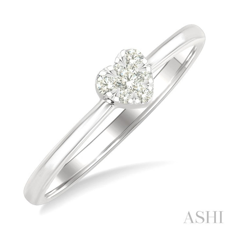 1/10 Ctw Lovebright Petite Heart Shape Round Cut Diamond Fashion Ring in 10K Yellow and White Gold