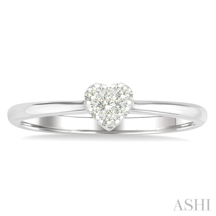 1/10 Ctw Lovebright Petite Heart Shape Round Cut Diamond Fashion Ring in 10K Yellow and White Gold