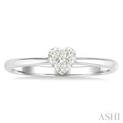 1/10 Ctw Lovebright Petite Heart Shape Round Cut Diamond Fashion Ring in 10K Yellow and White Gold
