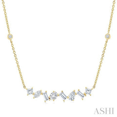 1 1/10 Ctw Mixed Diamond Cut Fashion Station Necklace in 14K Yellow Gold