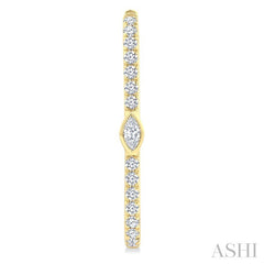 1/3 Ctw Marquise and Round Cut Diamond Rectangular Fashion Hoop Earrings in 14K Yellow Gold