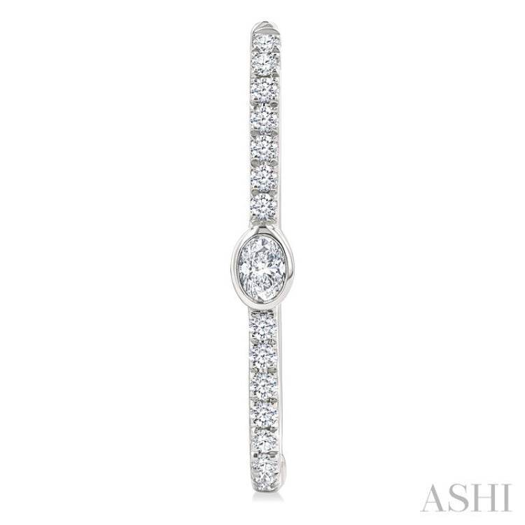 3/8 Ctw Oval and Round Cut Diamond Rectangular Fashion Hoop Earrings in 14K White Gold