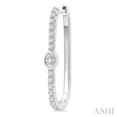 3/8 Ctw Oval and Round Cut Diamond Rectangular Fashion Hoop Earrings in 14K White Gold