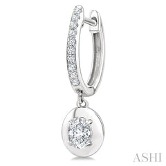 1/2 Ctw Oval Shape Dome Round Cut Diamond Fashion Huggie Earrings in 14K White Gold