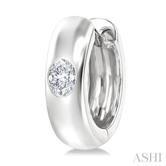 1/3 Ctw Bezel Set Oval Cut Diamond Fashion Huggie Earrings in 14K White Gold