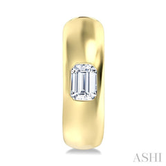 1/3 Ctw Bezel Set Emerald Cut Diamond Fashion Huggie Earrings in 14K Yellow Gold