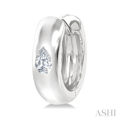 1/4 Ctw Bezel Set Pear Cut Diamond Fashion Huggie Earrings in 14K White Gold