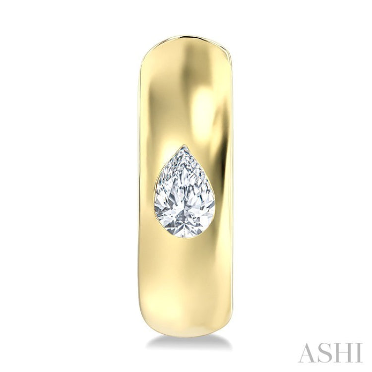 1/4 Ctw Bezel Set Pear Cut Diamond Fashion Huggie Earrings in 14K Yellow Gold