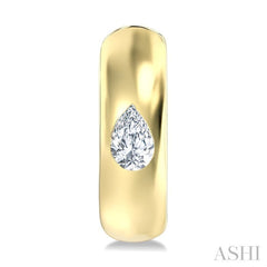 1/4 Ctw Bezel Set Pear Cut Diamond Fashion Huggie Earrings in 14K Yellow Gold