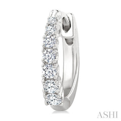 1/4 Ctw Graduated Round Cut Diamond Fashion Huggies in 14K White Gold