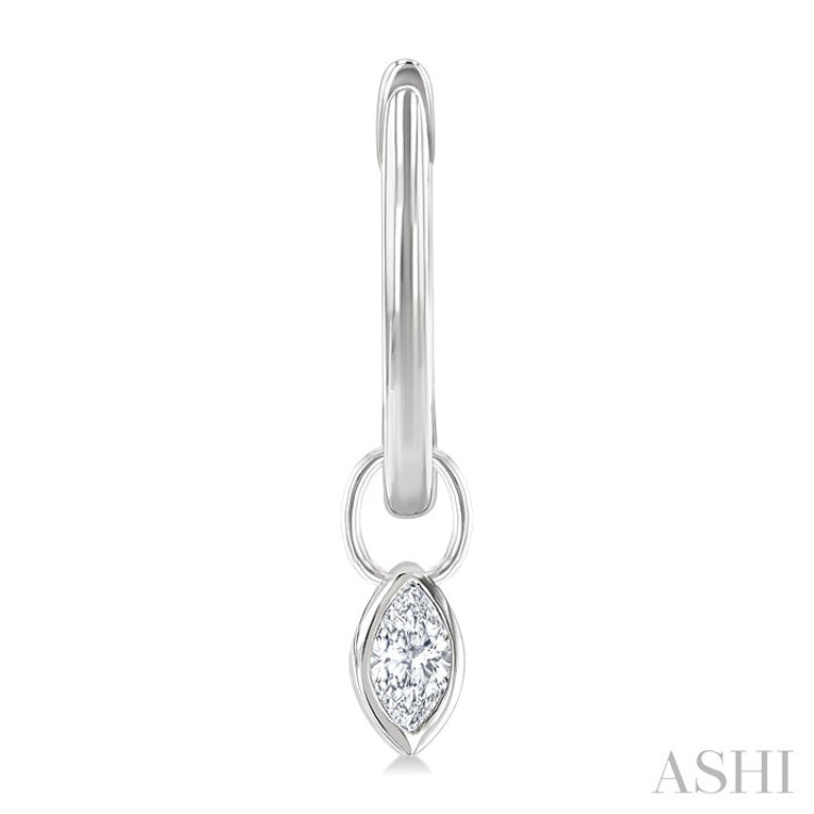 1/3 Ctw Bezel Set Marquise Cut Diamond Huggie Earrings in 14K White Gold