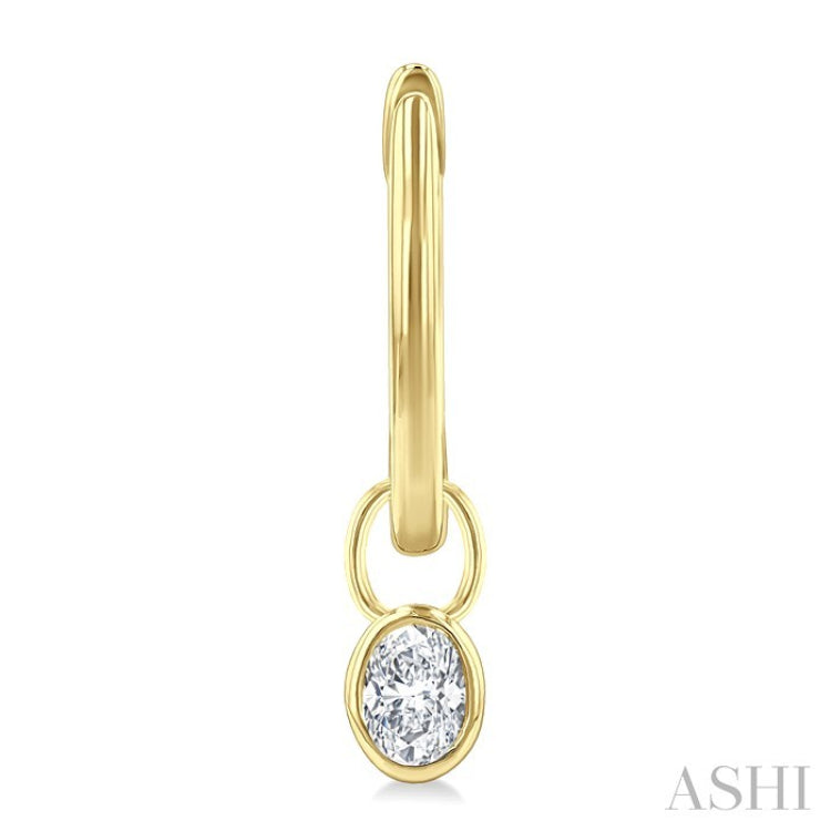 1/3 Ctw Bezel Set Oval Cut Diamond Huggie Earrings in 10K Yellow Gold