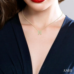 1/6 Ctw Bubble Accent Initial 'B' Round Cut Diamond Fashion Pendant With Chain in 10K Yellow Gold