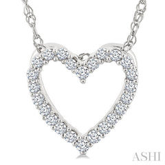 1/10 Ctw Heart Shape Round Cut Diamond Pendant With Chain in 10K White Gold