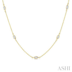 1 1/2 Ctw Marquise Cut Diamond Fashion Necklace in 14K Yellow Gold