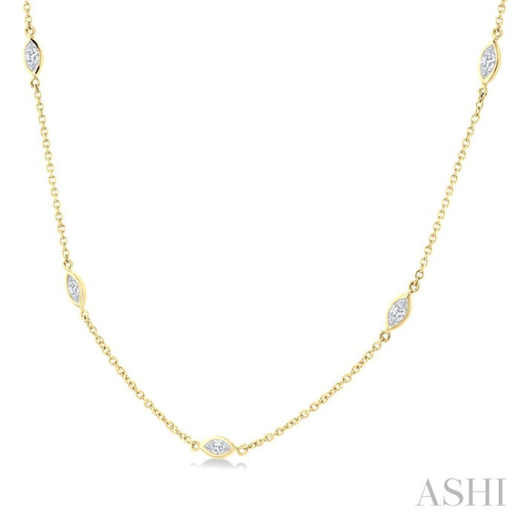 1 1/2 Ctw Marquise Cut Diamond Fashion Necklace in 14K Yellow Gold