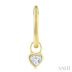 1/3 Ctw Bezel Set Heart Cut Diamond Huggie Earrings in 14K Yellow Gold