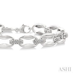 1/10 Ctw Oval Shape D-Link Round Cut Diamond Bracelet in Sterling Silver