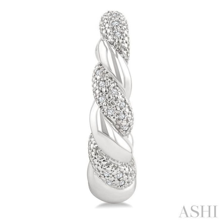 1/10 Ctw Round Cut Diamond Rope Earrings in Sterling Silver